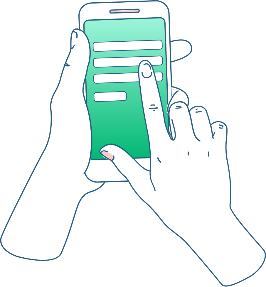Illustration of two hands using a cell phone in order to buy sezzle sex toys